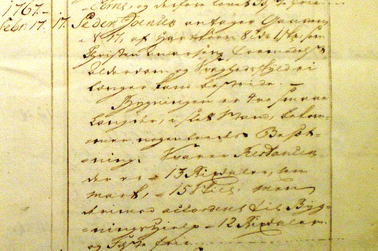 Fæste Designation 1767 - Peder Joensen