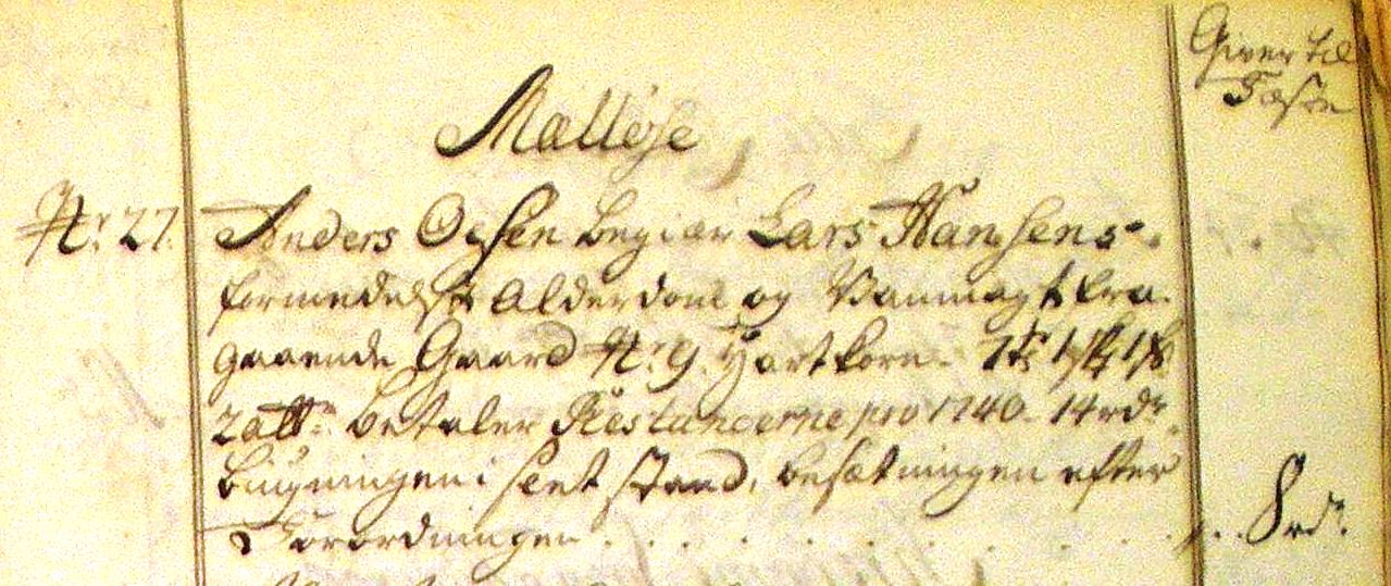Fæste Designation 1741 - Anders Olsen