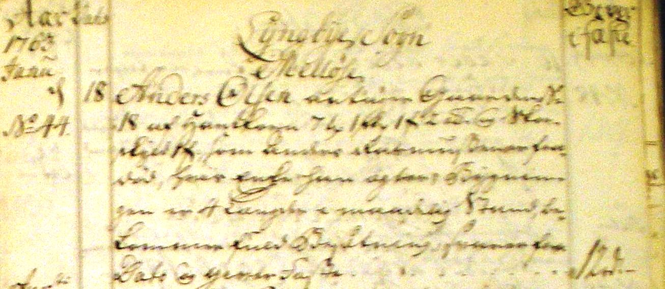 Fæste Designation 1763 - Anders Olsen