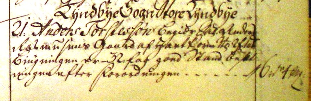 Fæste Designation 1729 - Anders Torstesson