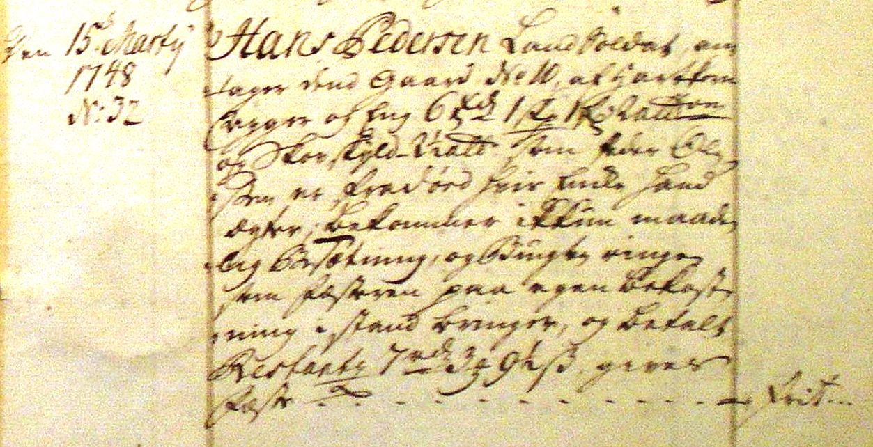 Fæste Designation 1748 - Hans Pedersen