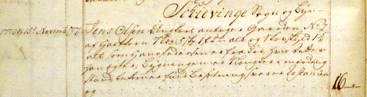 Fæste Designation 1770 - Jens Olsen