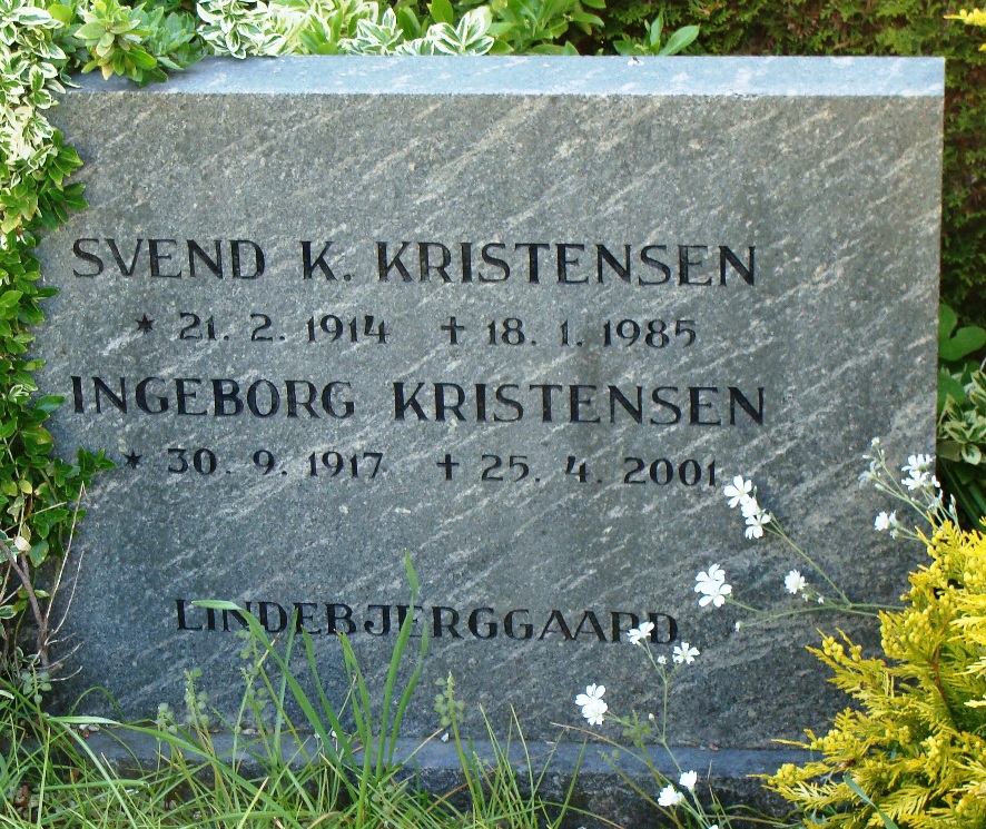 Ingeborg og Svend Kristensens gravsten p Skvinge Kirkegrd